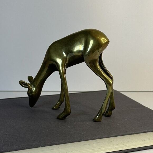1950's Brass Deer Figurine Mid Century Decor Vintage MCM Collectable Whimsical - Picture 8 of 8